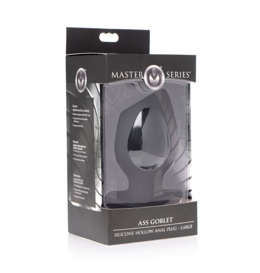 Большая черная анальная пробка Ass Goblet Silicone Hollow Anal Plug Large - 11,18 см.