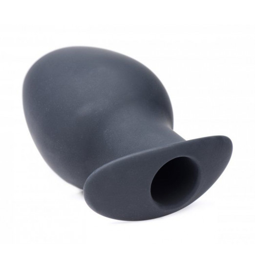 Большая черная анальная пробка Ass Goblet Silicone Hollow Anal Plug Large - 11,18 см.