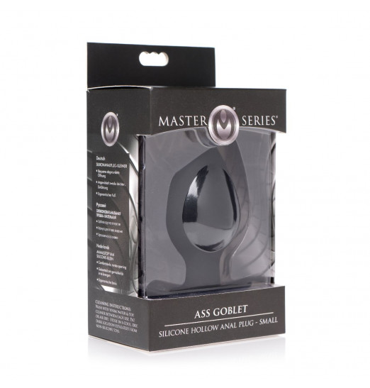 Малая черная анальная пробка Ass Goblet Silicone Hollow Anal Plug Small - 9,53 см.