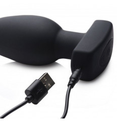 Черная анальная вибропробка с пультом ДУ The Taper 10X - 13 см.