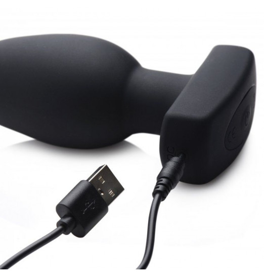 Черная анальная вибропробка с пультом ДУ The Taper 10X - 13 см.