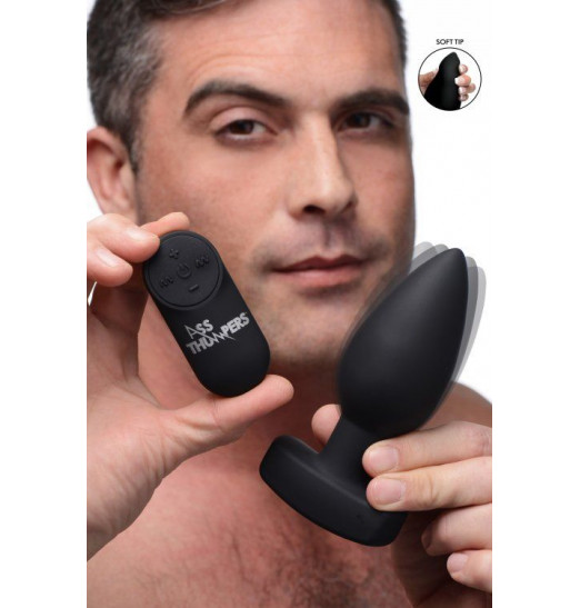 Черная анальная вибропробка с пультом ДУ The Taper 10X - 13 см.