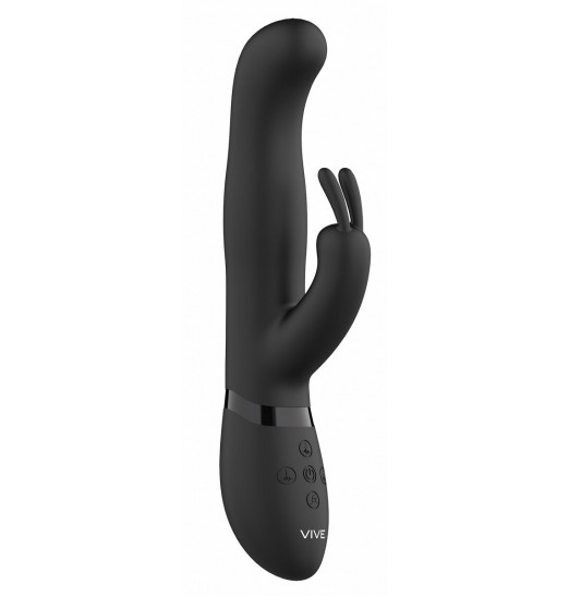 Черный вибромассажер-кролик Izara - 22 см.