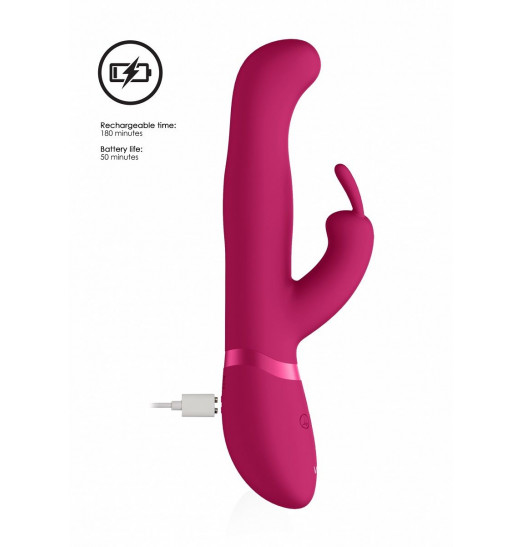 Розовый вибромассажер-кролик Izara - 22 см.