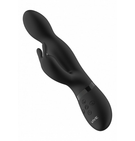 Черный вибромассажер-кролик Niva - 21,5 см.