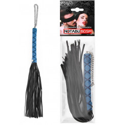 Черная многохвостая плеть-флоггер с синей ручкой - 40 см.