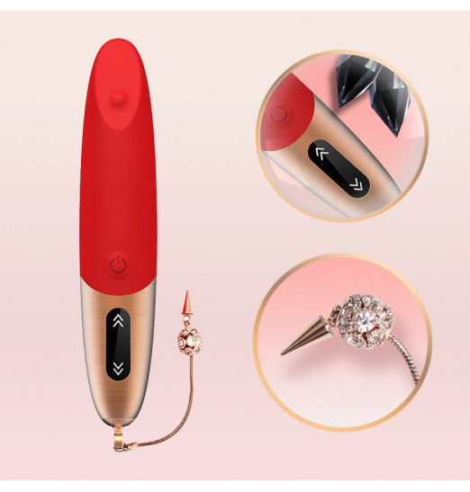 Красный вибромассажер DYSIS BRIGHT - 12,6 см.