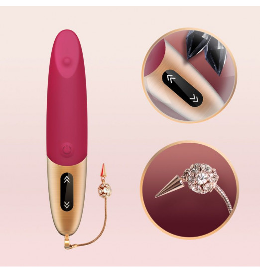 Малиновый вибромассажер DYSIS BRIGHT - 12,6 см.