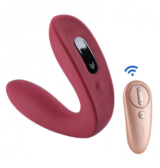 Малиновый вибромассажер HERCULES с пультом ДУ