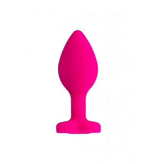 Розовая анальная втулка Diamond Heart с прозрачным кристаллом - 7 см.