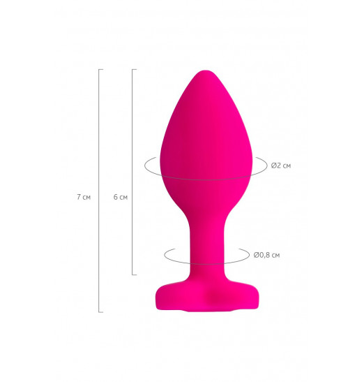 Розовая анальная втулка Diamond Heart с прозрачным кристаллом - 7 см.