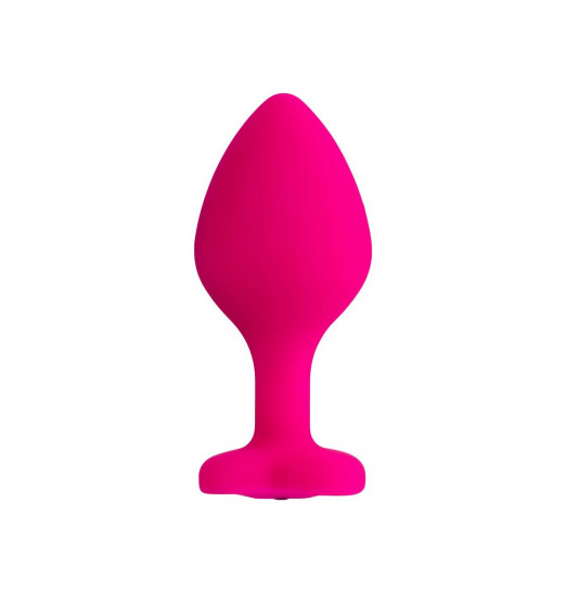 Розовая анальная втулка Diamond Heart с прозрачным кристаллом - 8 см.