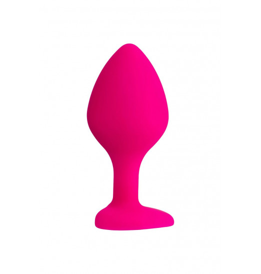 Розовая анальная втулка Diamond Heart с прозрачным кристаллом - 8 см.