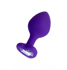 Фиолетовая анальная втулка Diamond Heart с прозрачным кристаллом - 8 см.