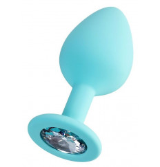 Мятная анальная втулка Brilliant с прозрачным кристаллом - 8 см.