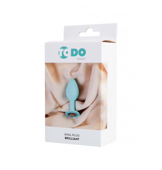 Мятная анальная втулка Brilliant с прозрачным кристаллом - 8 см.