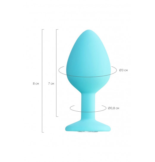 Мятная анальная втулка Brilliant с прозрачным кристаллом - 8 см.