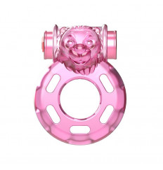 Розовое эрекционное кольцо с вибрацией Pink Bear