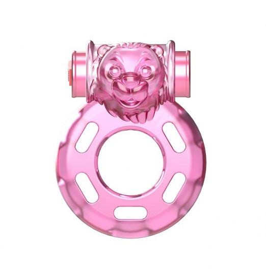 Розовое эрекционное кольцо с вибрацией Pink Bear