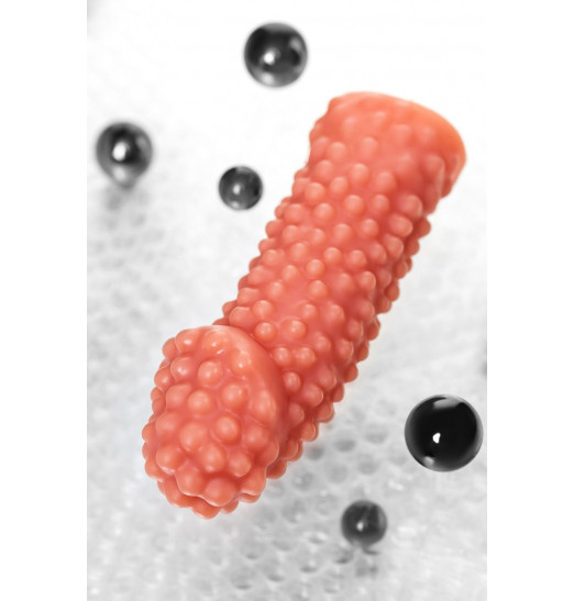 Реалистичная насадка на пенис с бугорками - 16,5 см.