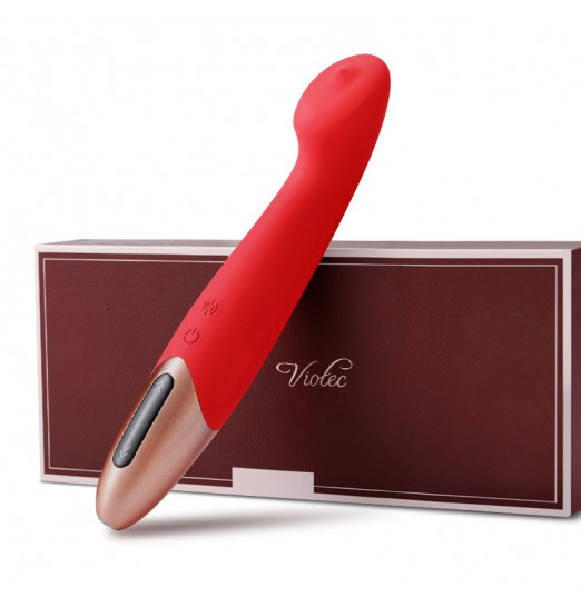 Красный вибромассажер TETHYS - 18 см.