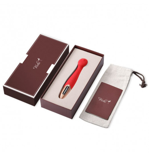 Красный вибромассажер TETHYS - 18 см.