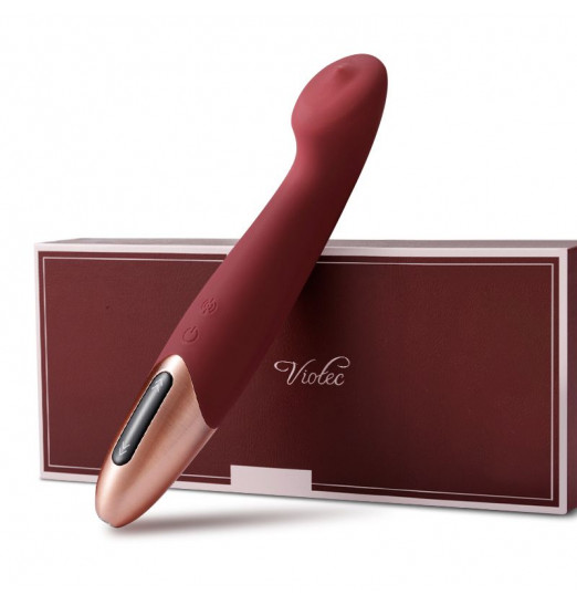 Бордовый вибромассажер TETHYS - 18 см.