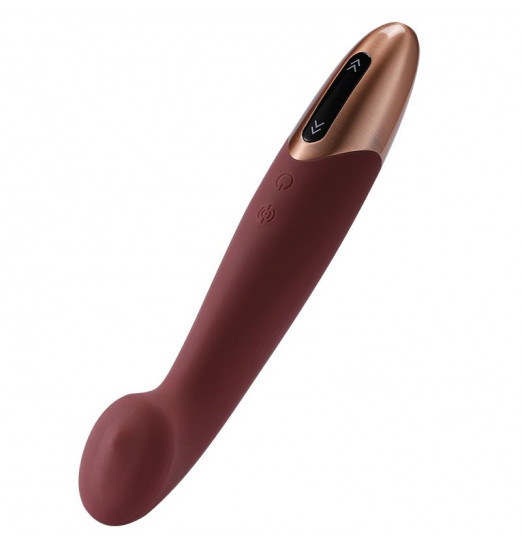 Бордовый вибромассажер TETHYS - 18 см.
