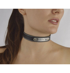 Черный чокер с белой строчкой Believe me