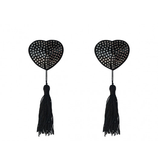 Черные пэстисы-сердечки Evans с кисточками и стразами Черные пэстисы-сердечки Evans с кисточками и стразами