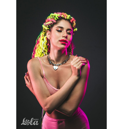 Серебристый ошейник Embrace с ключиком