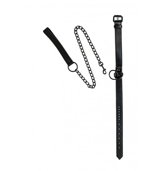 Черный ошейник Sin с поводком