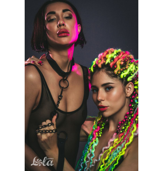 Черный ошейник Sin с поводком