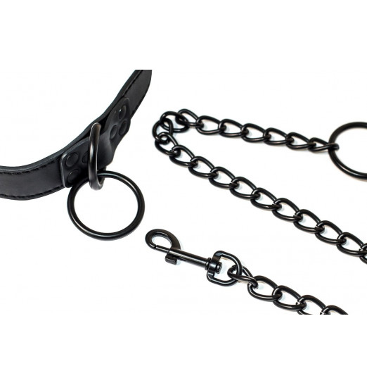 Черный ошейник Sin с поводком