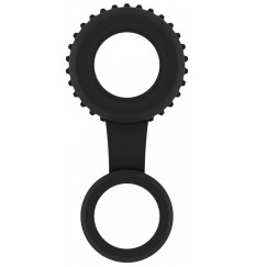 Черное кольцо для пениса и мошонки N 47 Cockring with Ball Strap