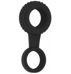 Черное кольцо для пениса и мошонки N 47 Cockring with Ball Strap