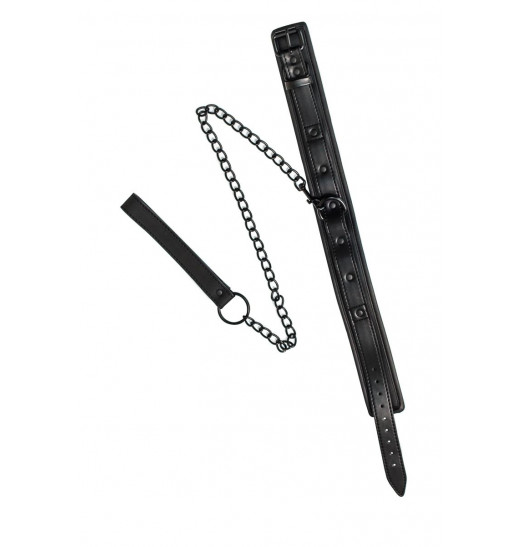 Черный ошейник с поводком Kinky Черный ошейник с поводком Kinky