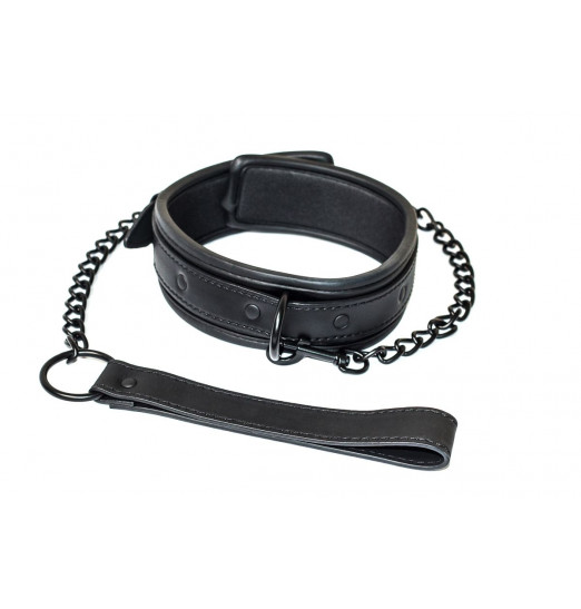 Черный ошейник с поводком Kinky Черный ошейник с поводком Kinky