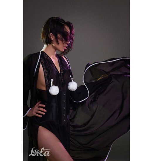 Зажимы на соски Angelic с белыми меховыми шариками