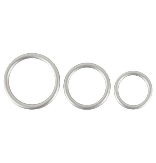 Набор из 3 эрекционных колец под металл Metallic Silicone Cock Ring Set