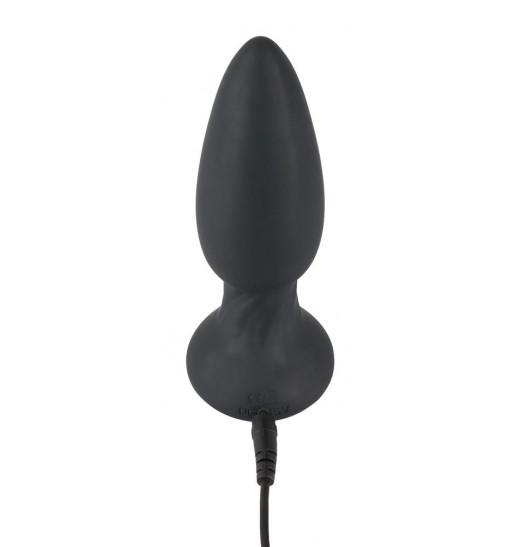 Черная анальная пробка с вибрацией и вращением шариков - 13,8 см.