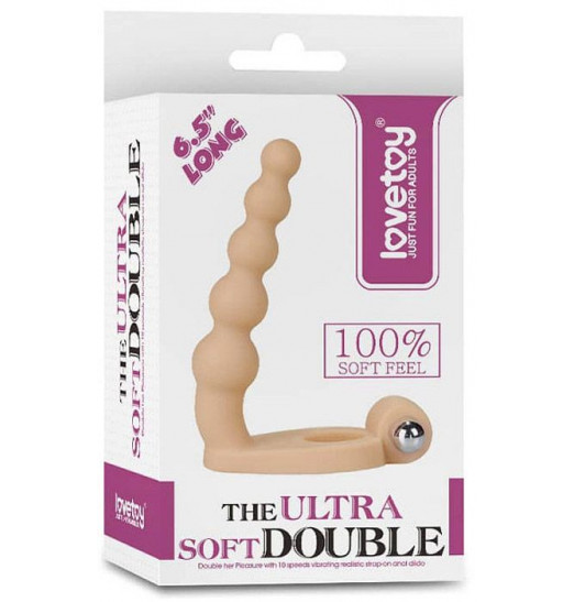 Телесная насадка для двойного проникновения с вибрацией - 16,5 см.