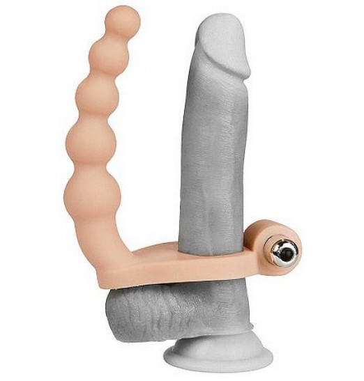 Телесная насадка для двойного проникновения с вибрацией - 16,5 см.