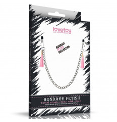 Зажимы на соски с розовыми кистями Tassel Nipple Clamp With Chain