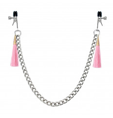 Зажимы на соски с розовыми кистями Tassel Nipple Clamp With Chain