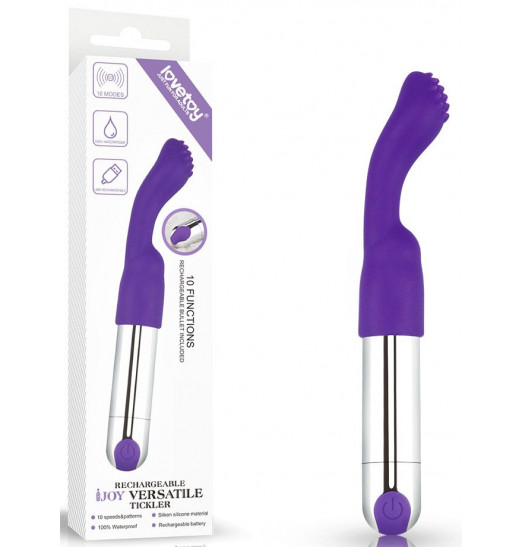 Фиолетовый перезаряжаемый вибратор Rechargeable IJOY Versatile Tickler - 14,5 см.