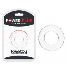 Прозрачное эрекционное кольцо с гранями POWER PLUS Cockring