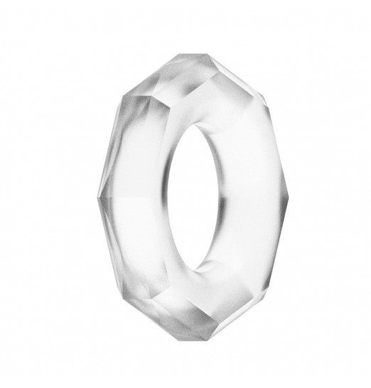 Прозрачное эрекционное кольцо с гранями POWER PLUS Cockring