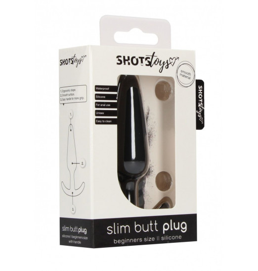 Черная анальная пробка для ношения Slim Butt Plug - 8,3 см.