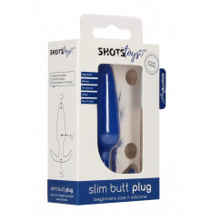 Синяя анальная пробка для ношения Slim Butt Plug - 8,3 см.